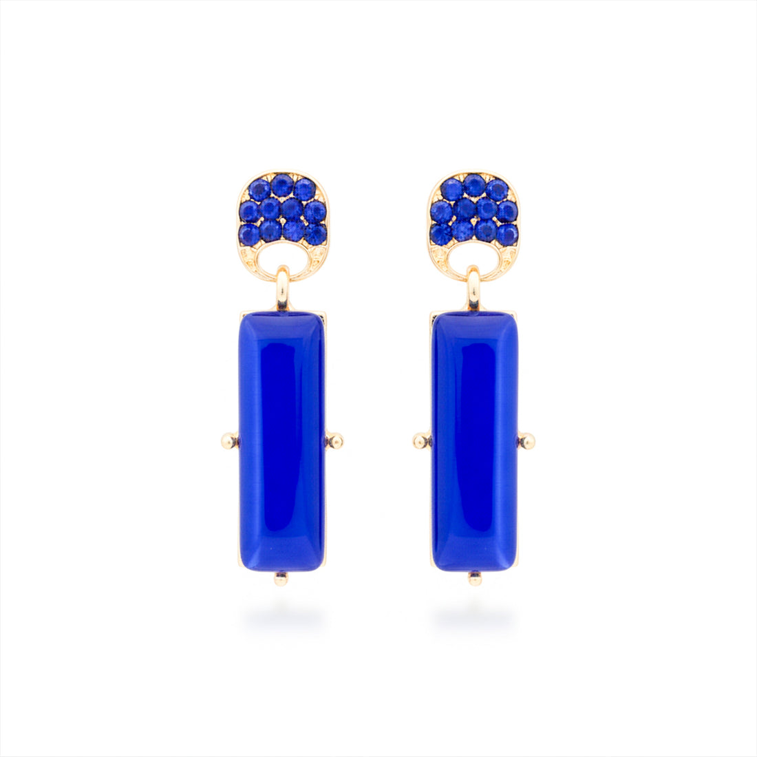 Women Stud Earrings Royal Blue Crystal Gold jewellery - Finora Jewels