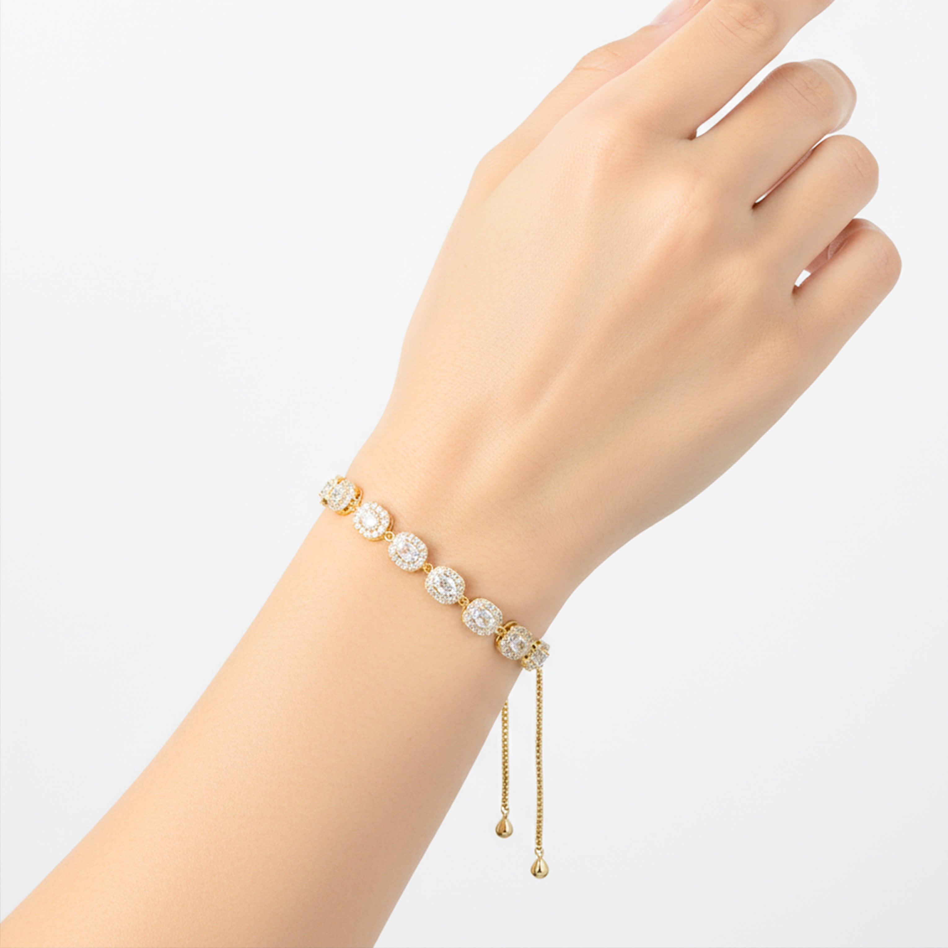 CZ Halo Link Bracelet for women in Gold - Finora Jewels