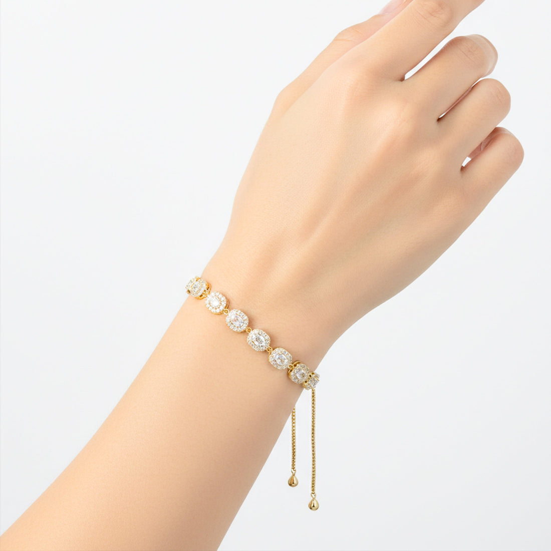 CZ Halo Link Bracelet for women in Gold - Finora Jewels