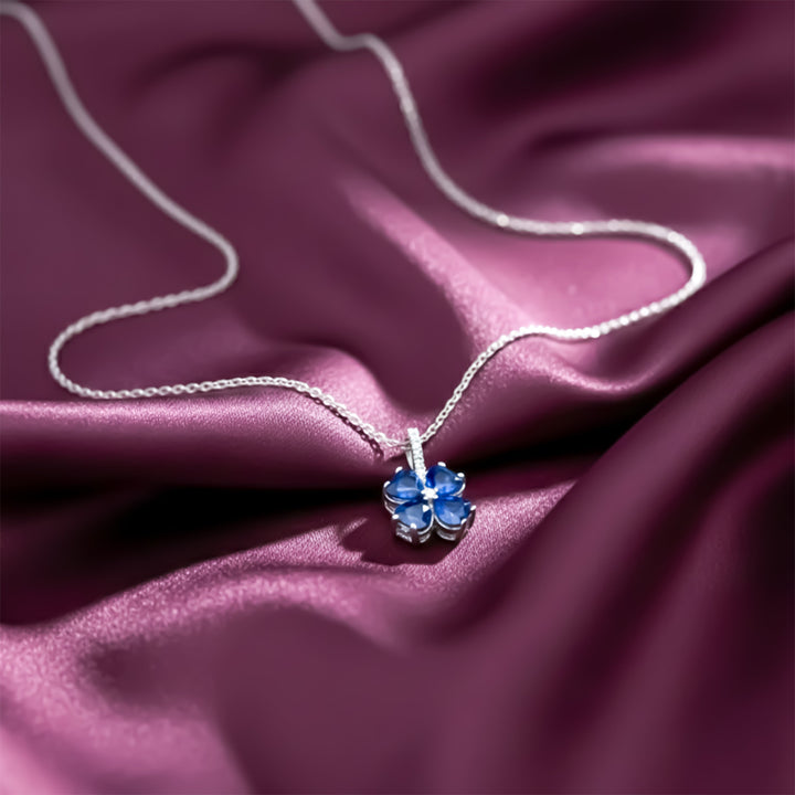 Dainty Silver Plated and Sapphire Blue Necklace