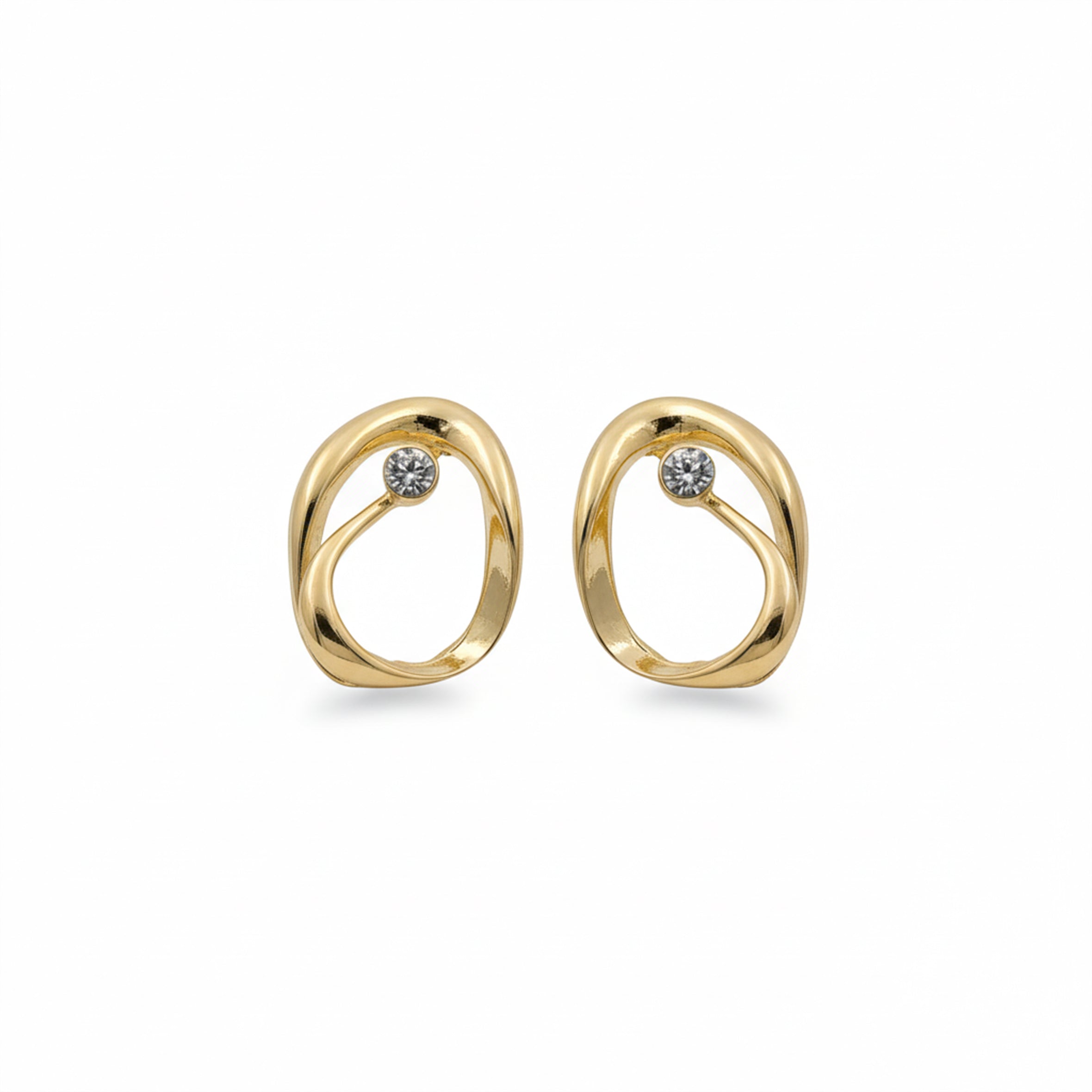 Aurelia Twist Zirconia Stone Post Ear Studs GWE -51