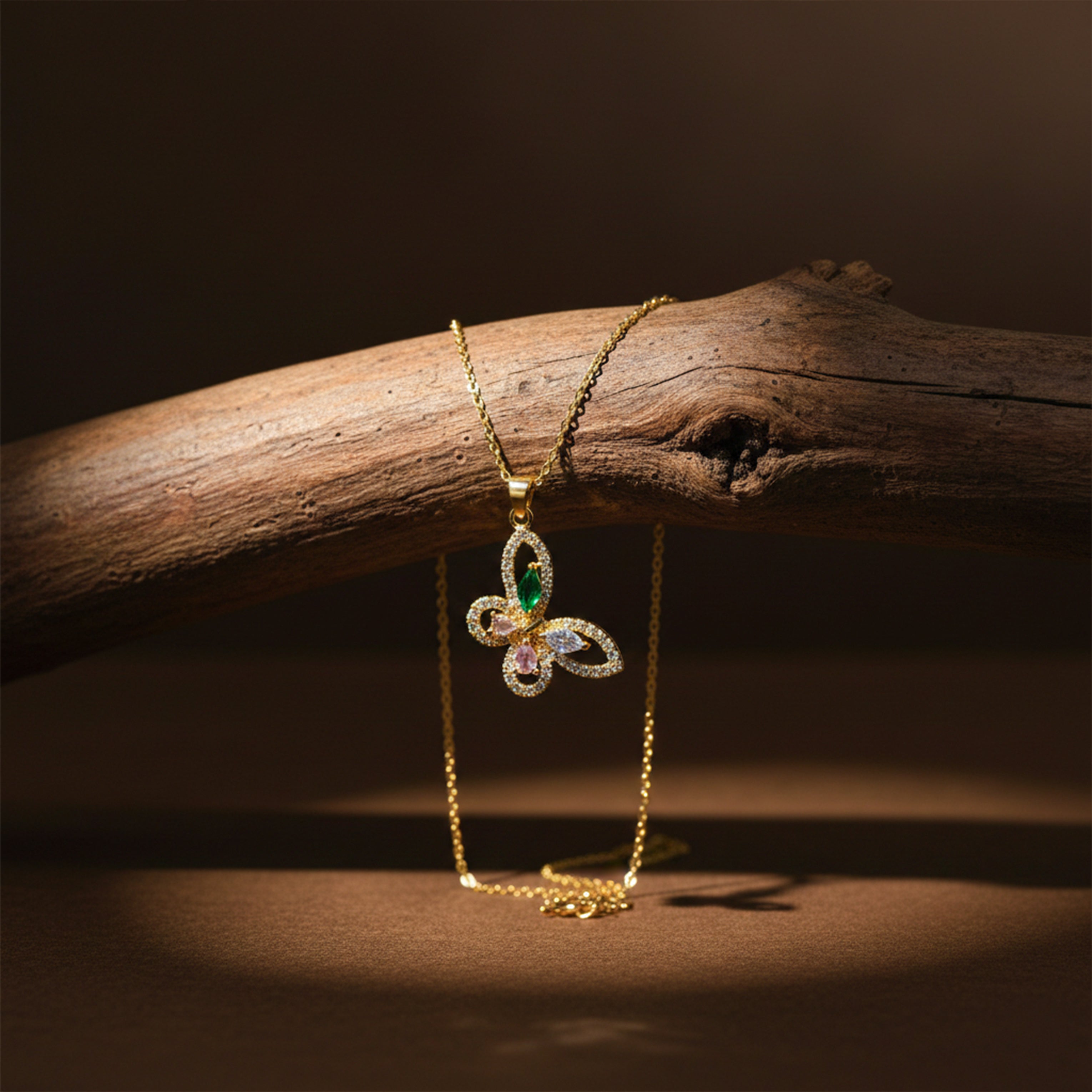 Women Necklace Multicolor Butterfly CZ Gold jewellery - Finora Jewels