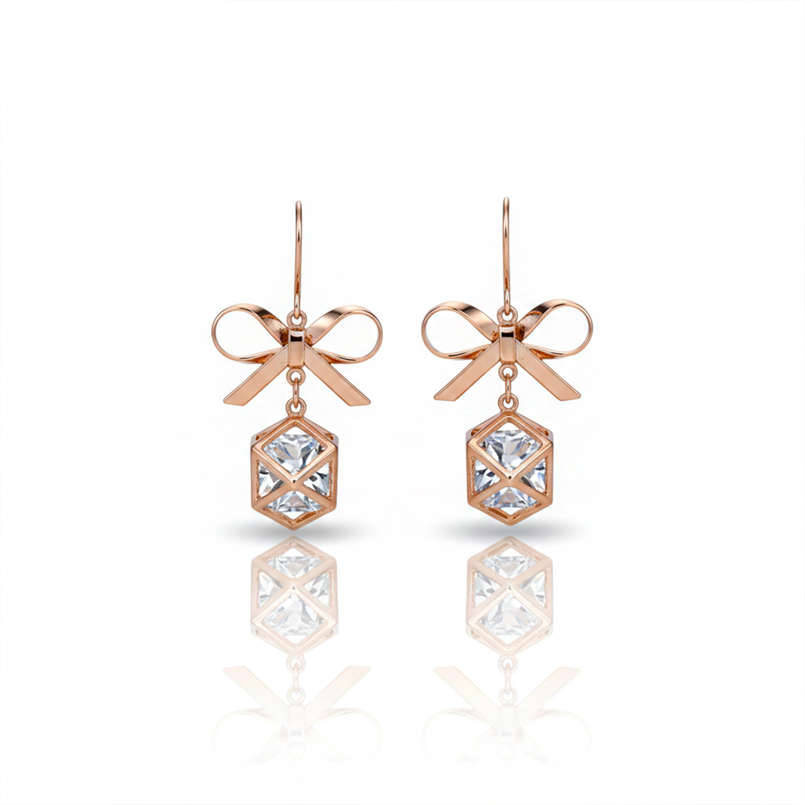 Rosette Gold Bow Ear Studs GWE -120