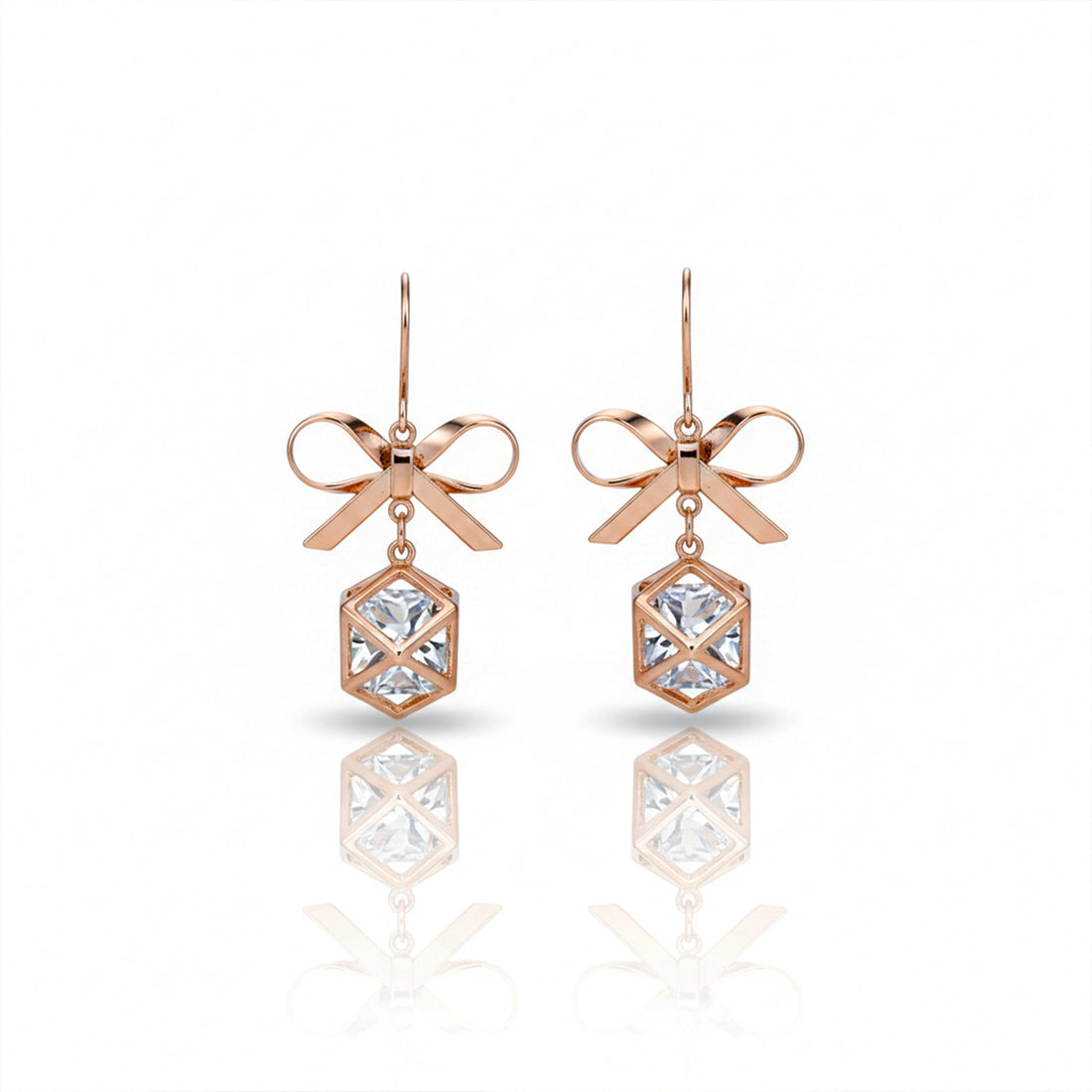 Rosette Gold Bow Ear Studs GWE -120