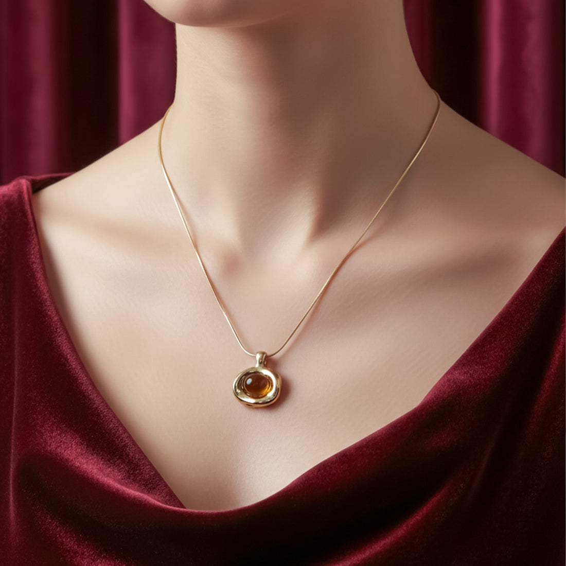 Amber Gold Locket Link Set GWN -66