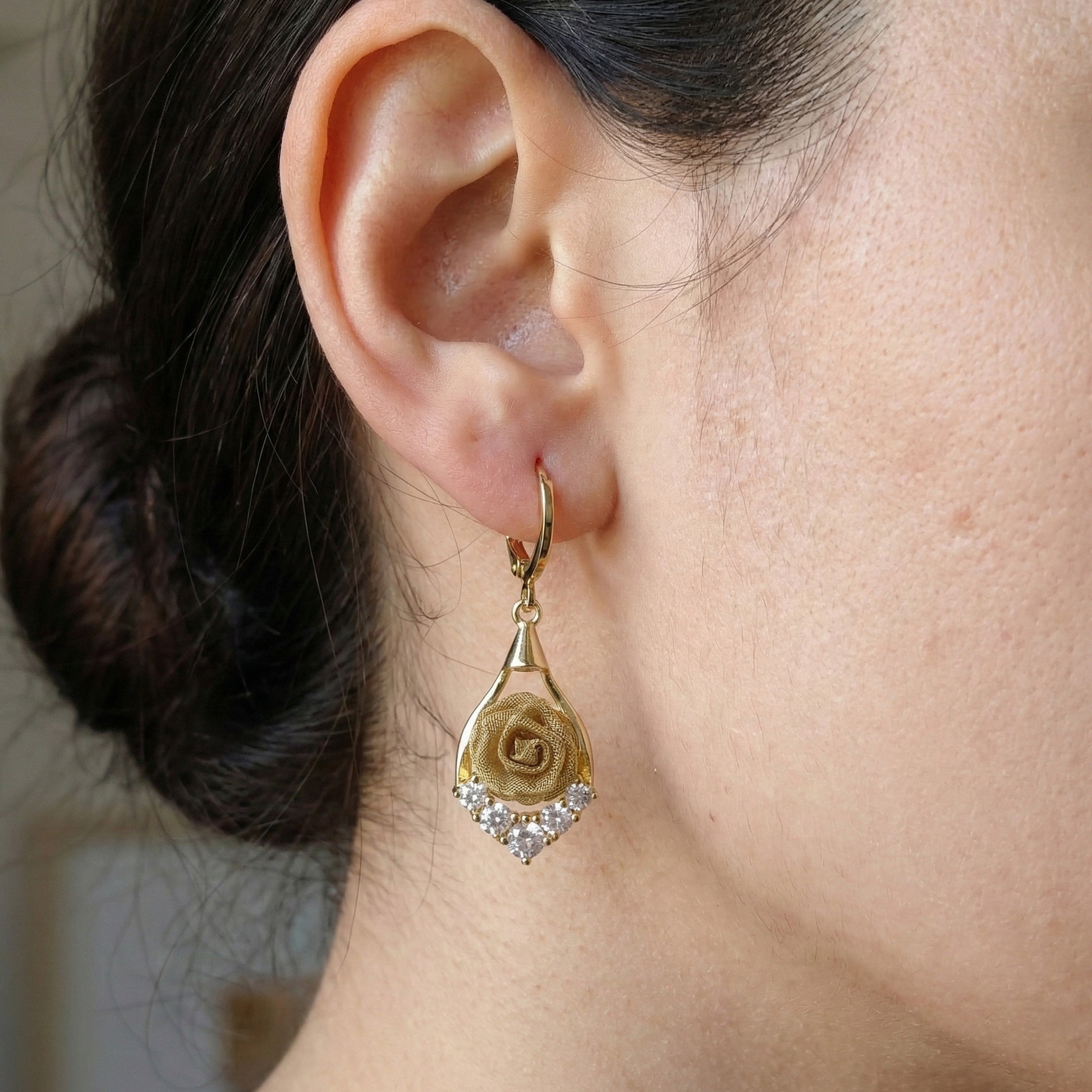 Gold Drop Drop Earrings for women - Finora Jewels