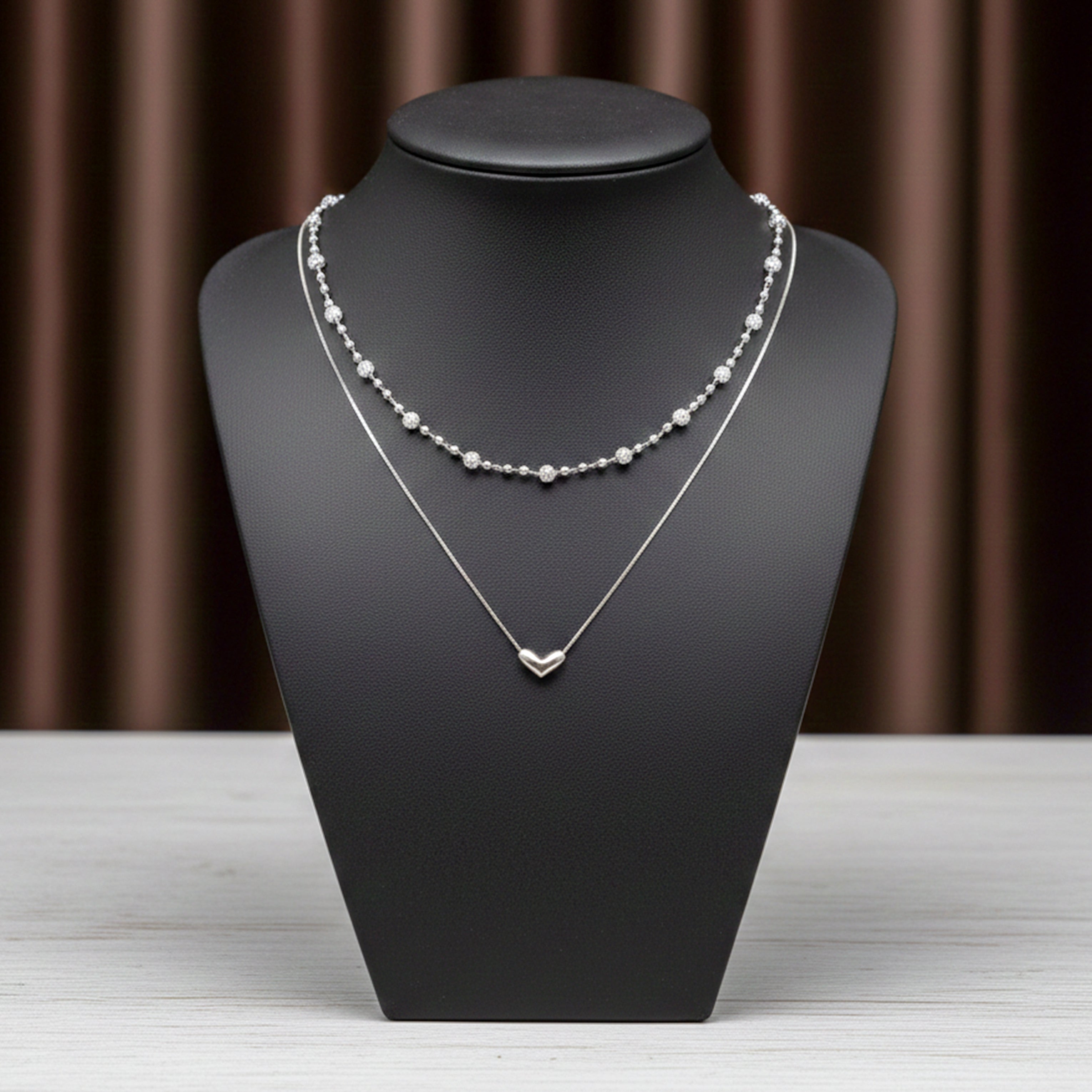 Silver Tiered Love & Spark Bead-Set Link Set GWN -64