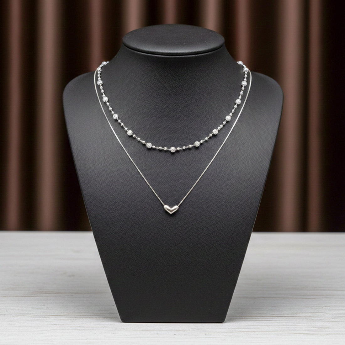 Silver Tiered Love & Spark Bead-Set Link Set GWN -64