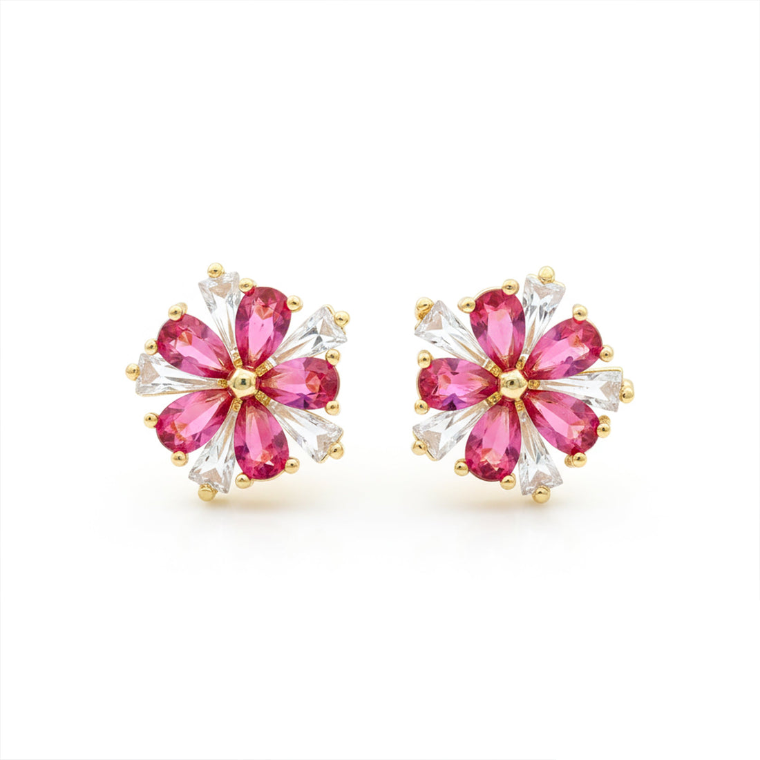Crystal Flower Stud Stud Earrings for women in Gold - Finora Jewels