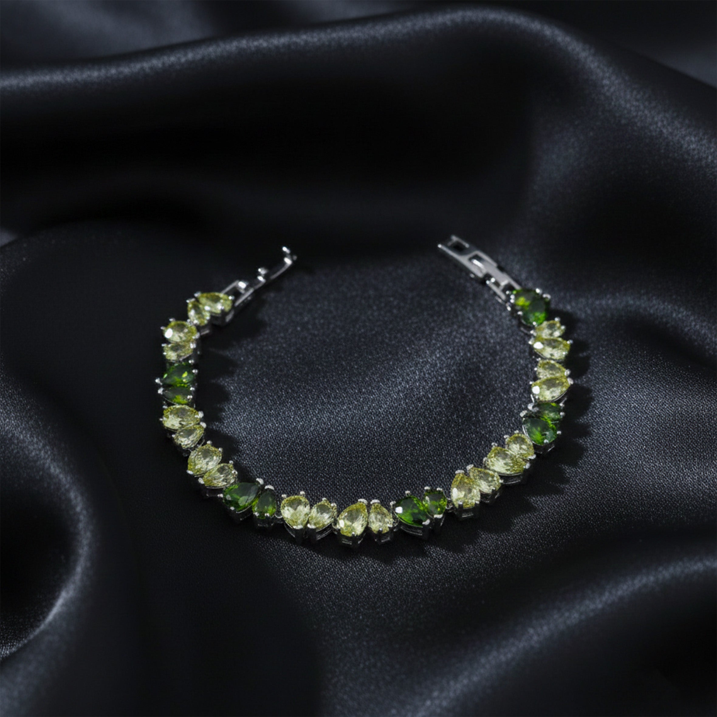 Women Bracelet Green Tennis Silver jewellery - Finora Jewels