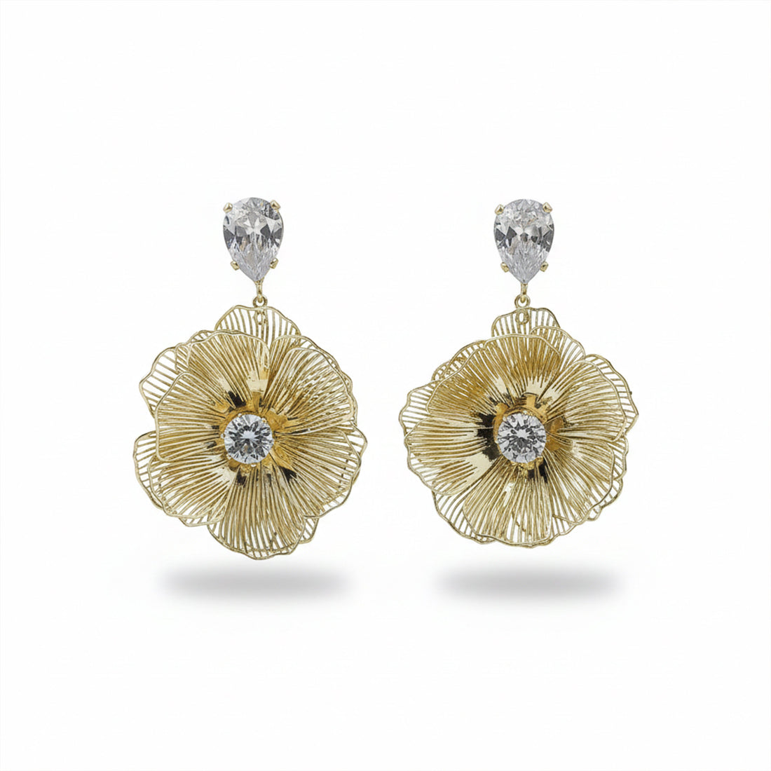 Petal Bloom Stud Earrings for women in Gold - Finora Jewels