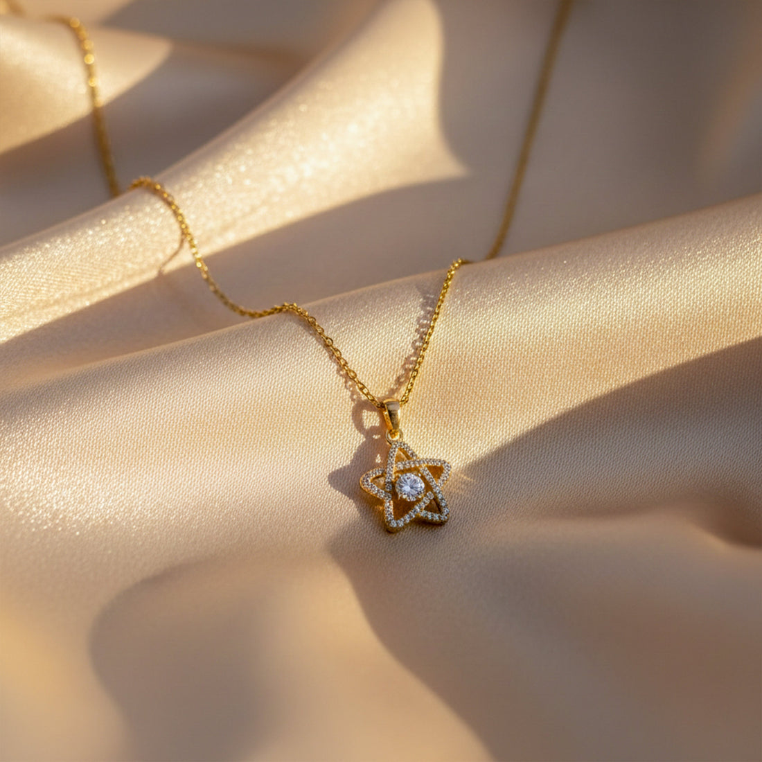 Gold Crystal Star Necklace for women - Finora Jewels
