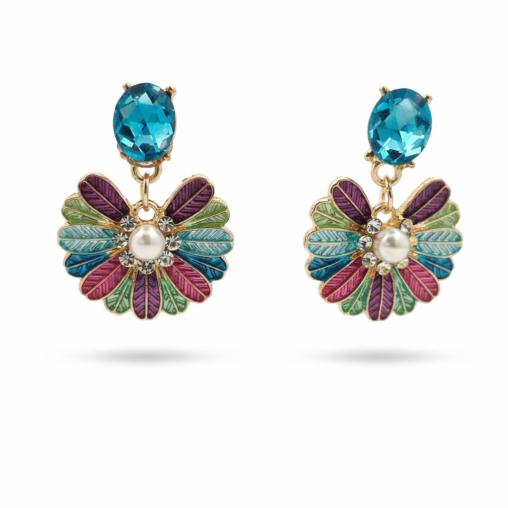 Multicolor Stud Earrings for women in Gold - Finora Jewels
