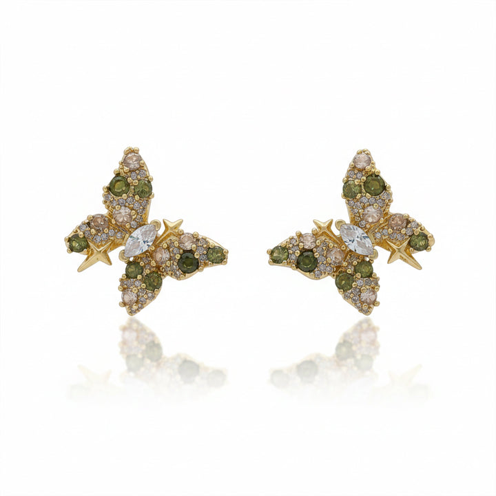 Multicolor Papillon Cubic Zirconia Post Ear Studs GWE -146
