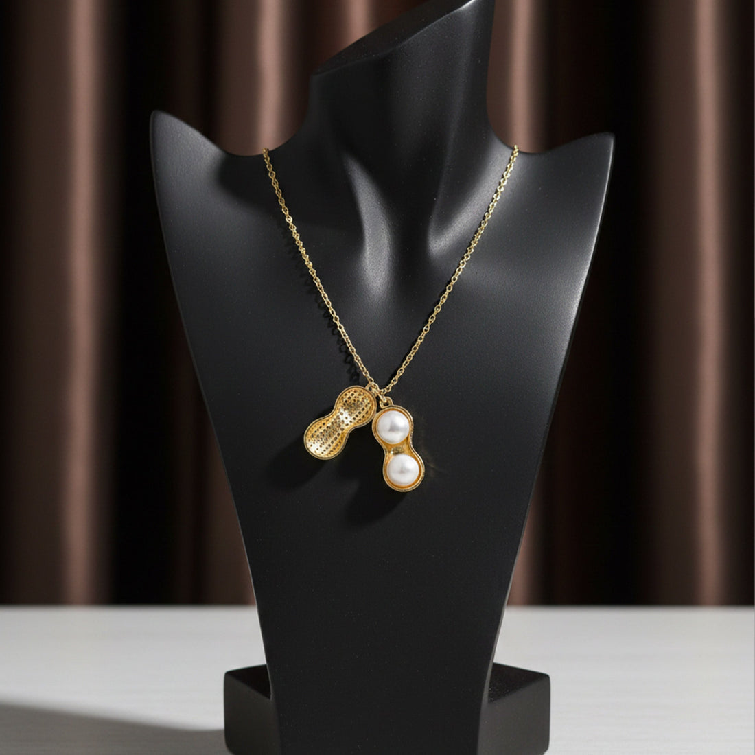 Gold Peanut Pearl Necklace for women - Finora Jewels
