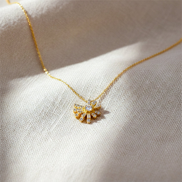 Gold Pavé Foliage Sunburst Women Link Set GWN -149