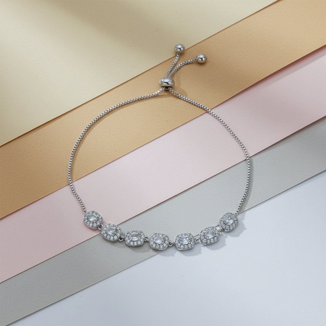 Women Bracelet CZ Oval Link Silver jewellery - Finora Jewels