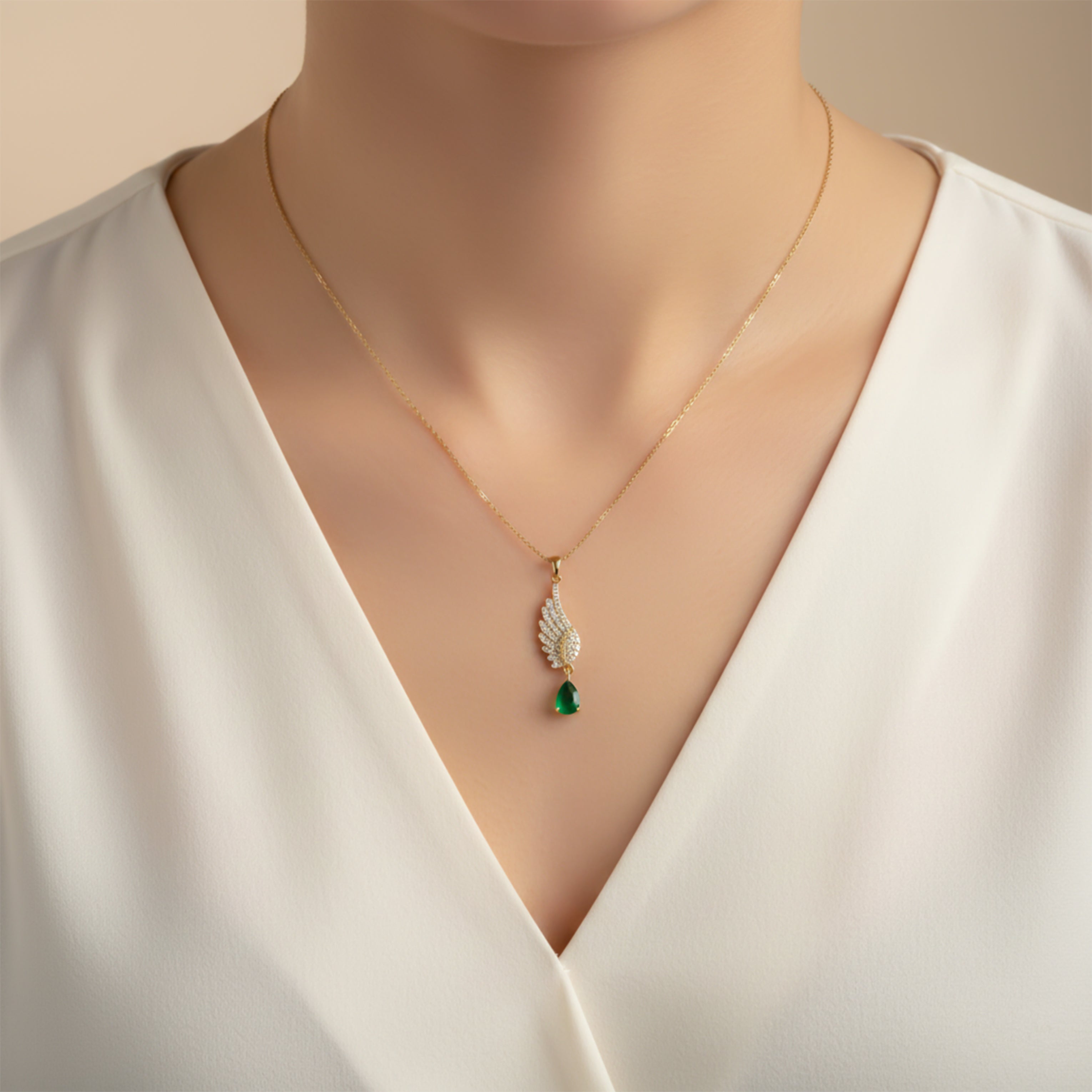 Women Necklace Wing Drop Gold jewellery - Finora Jewels