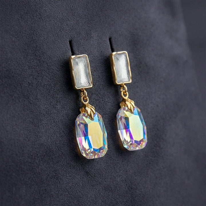 Iridescent Crystal Drop Earrings