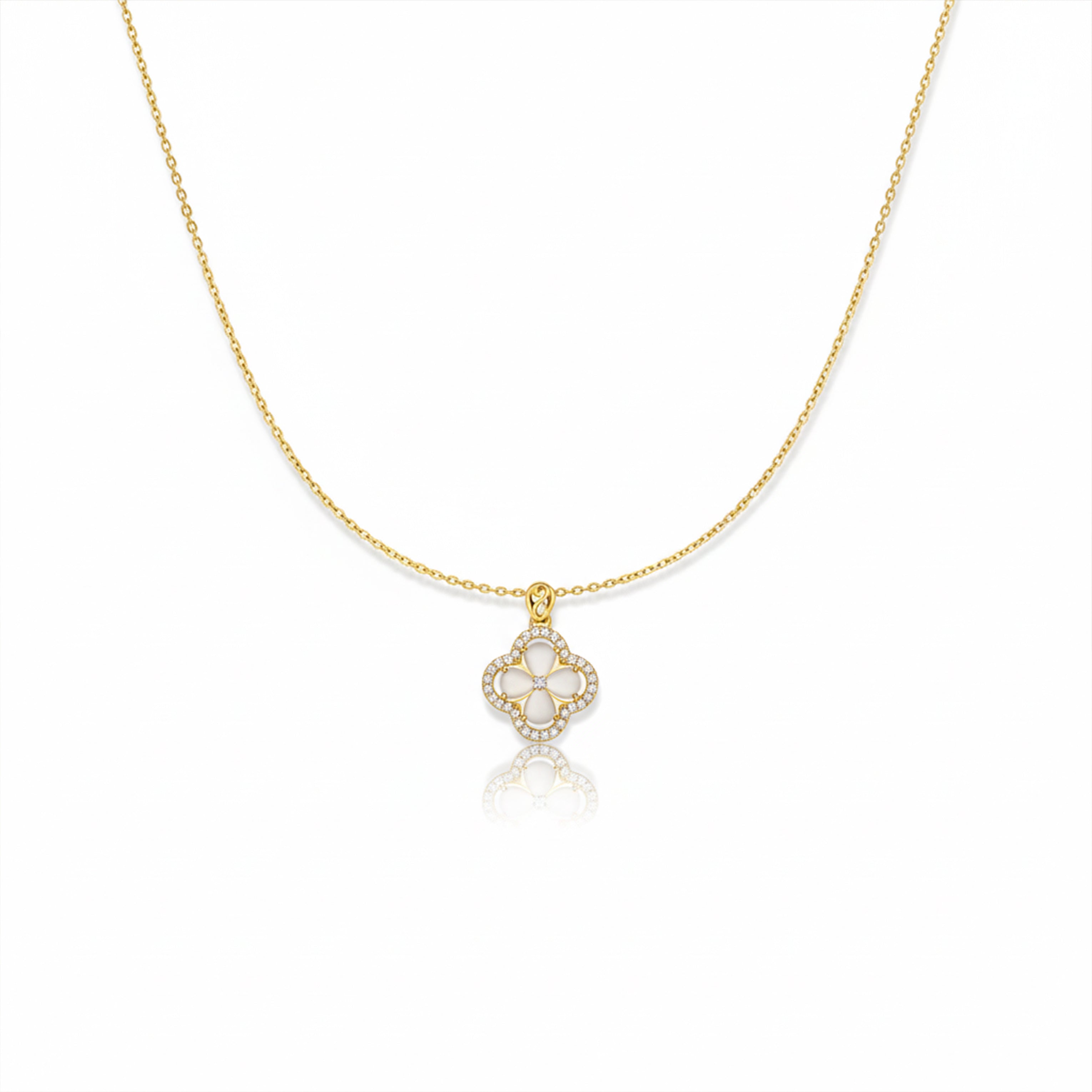 Quatrefoil Zirconia Locket Link Set GWN -90