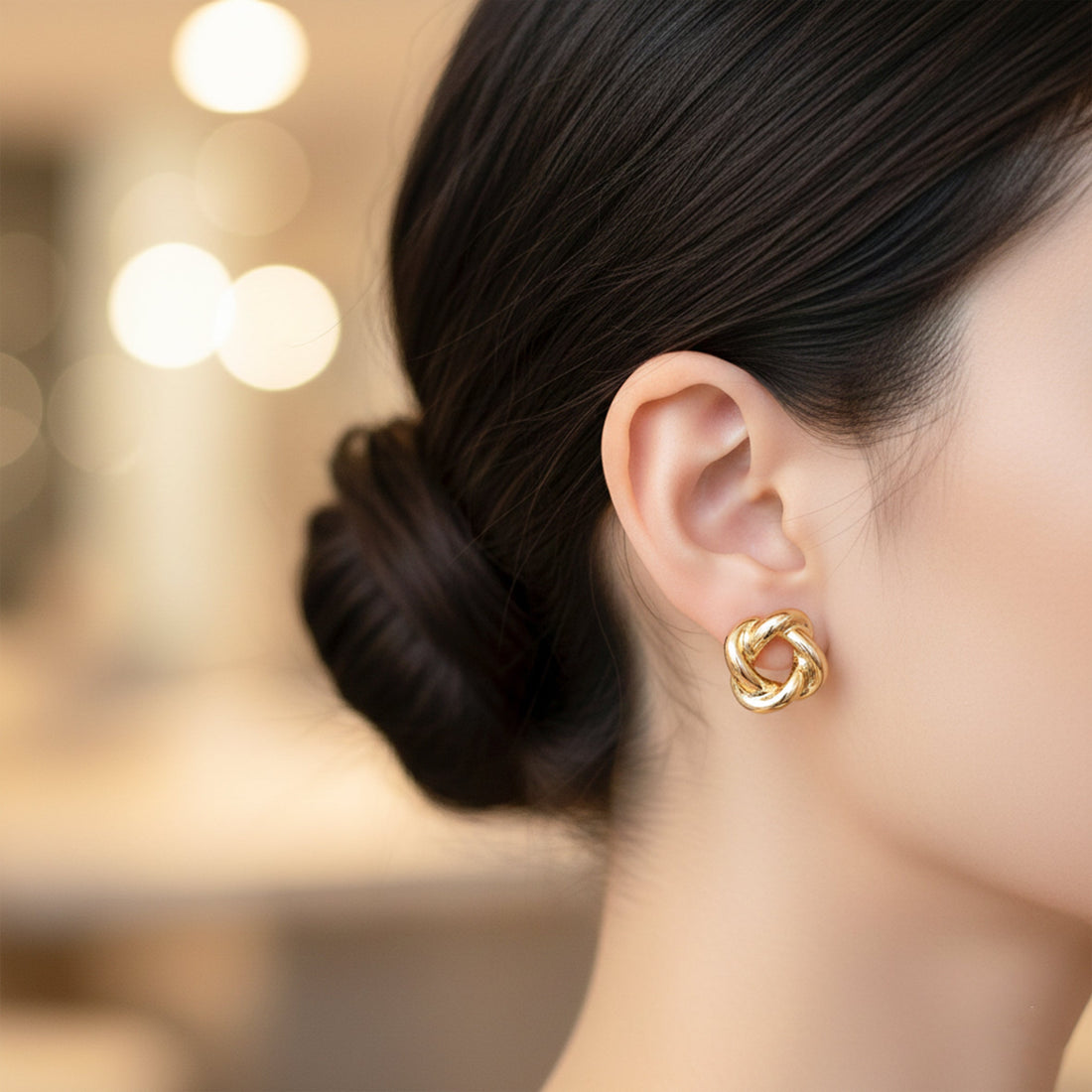 Women Stud Earrings Infinity Knot Luxe Stud Gold jewellery - Finora Jewels
