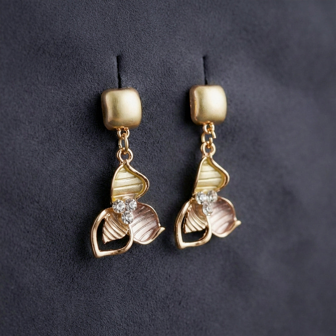 Heart Drop Stud Earrings for women in Gold - Finora Jewels