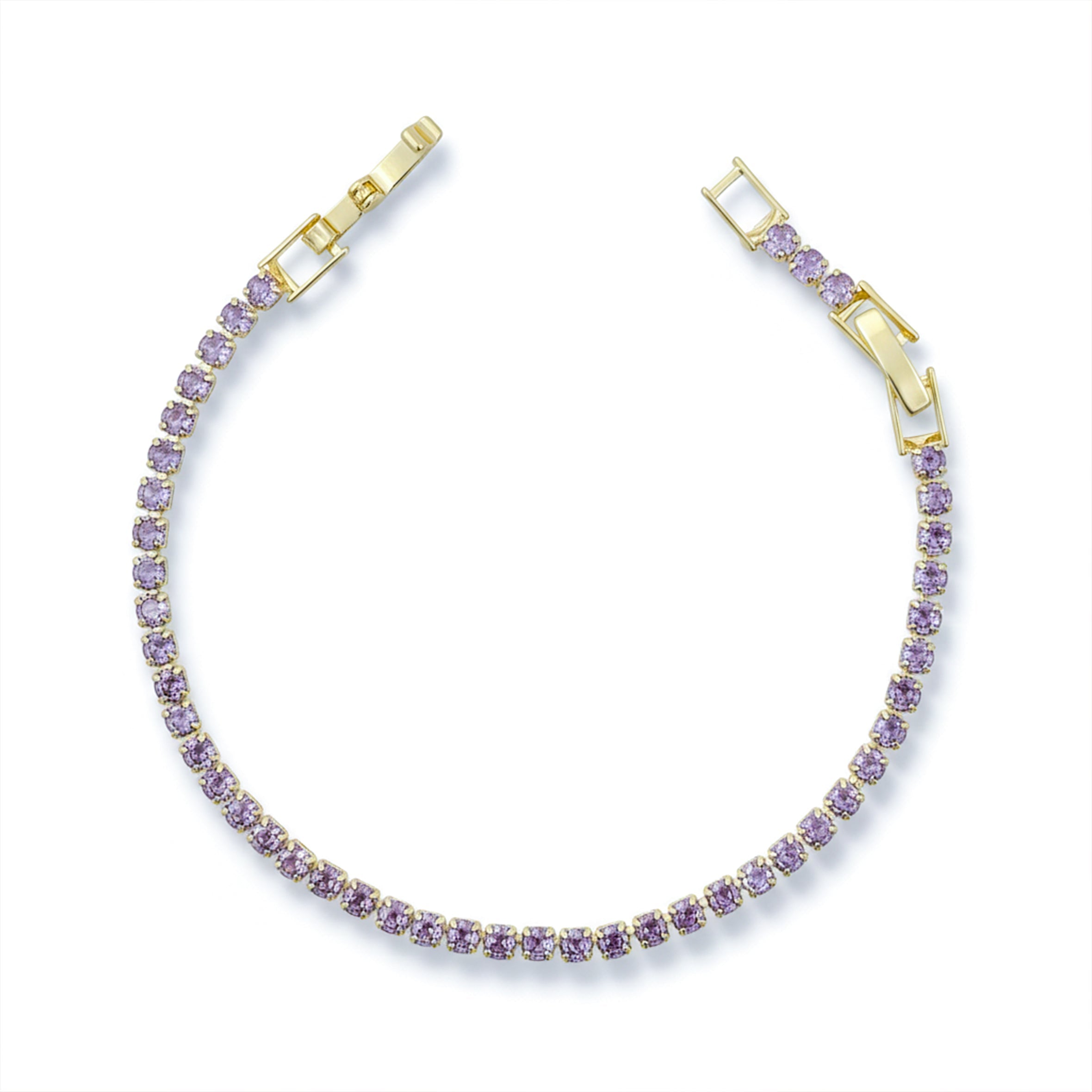Gold-Toned Lilac Cubic Zirconia Line Kangan GWB -55