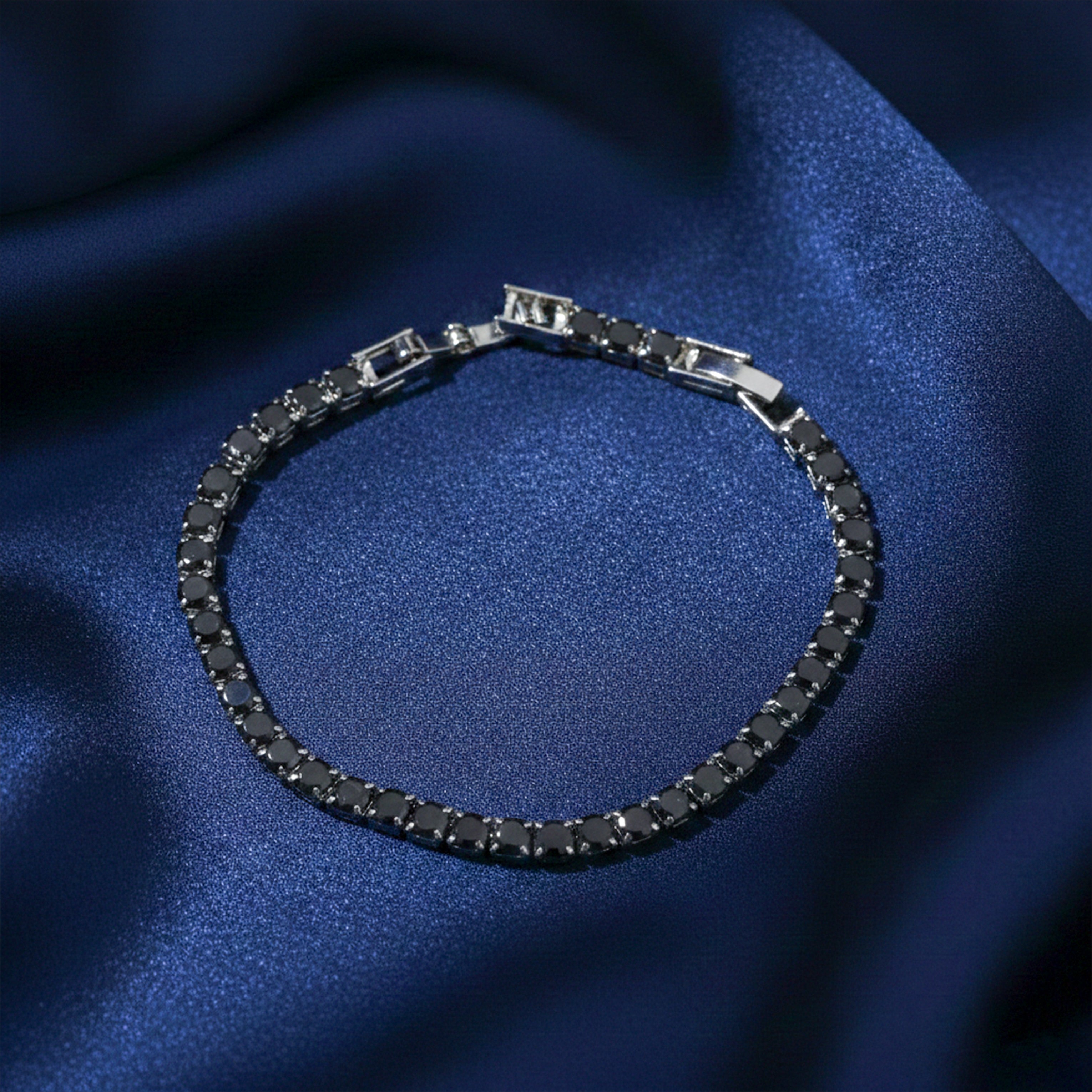 Silver Black Stone Line Kangan GWB -83