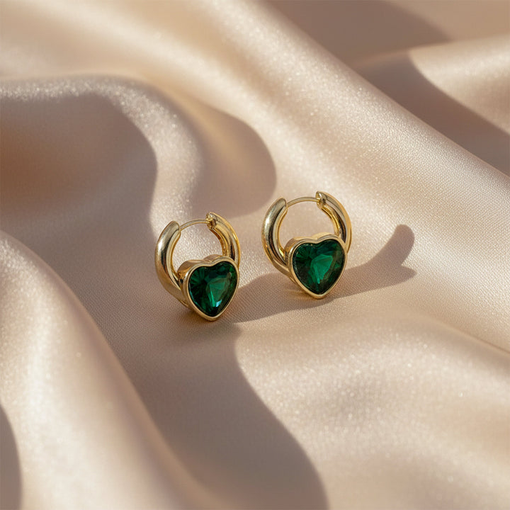 Verde Love Gold Hoop Ear Studs GWE -70