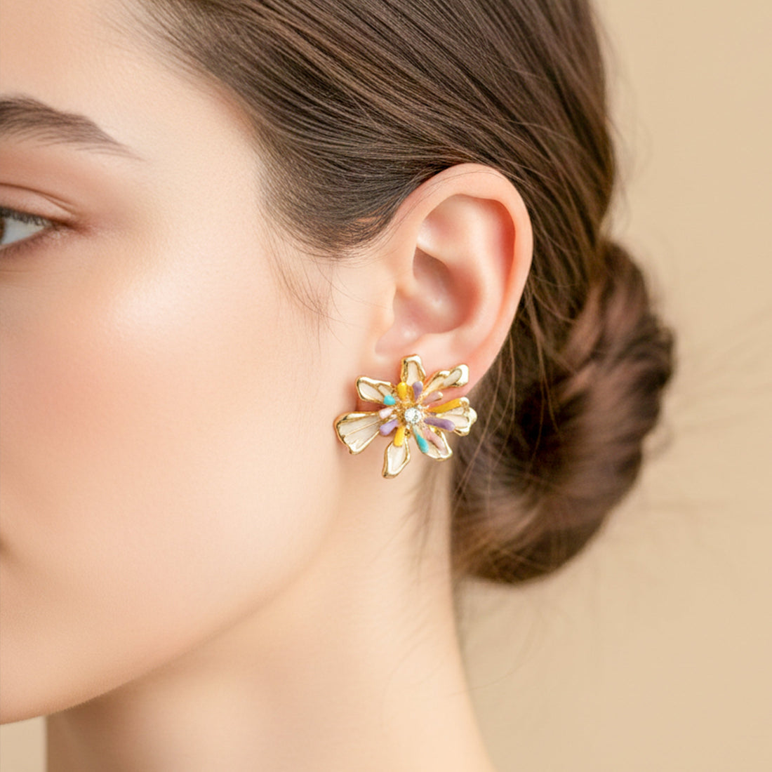 Rainbow Bloom Post Ear Studs GWE -154