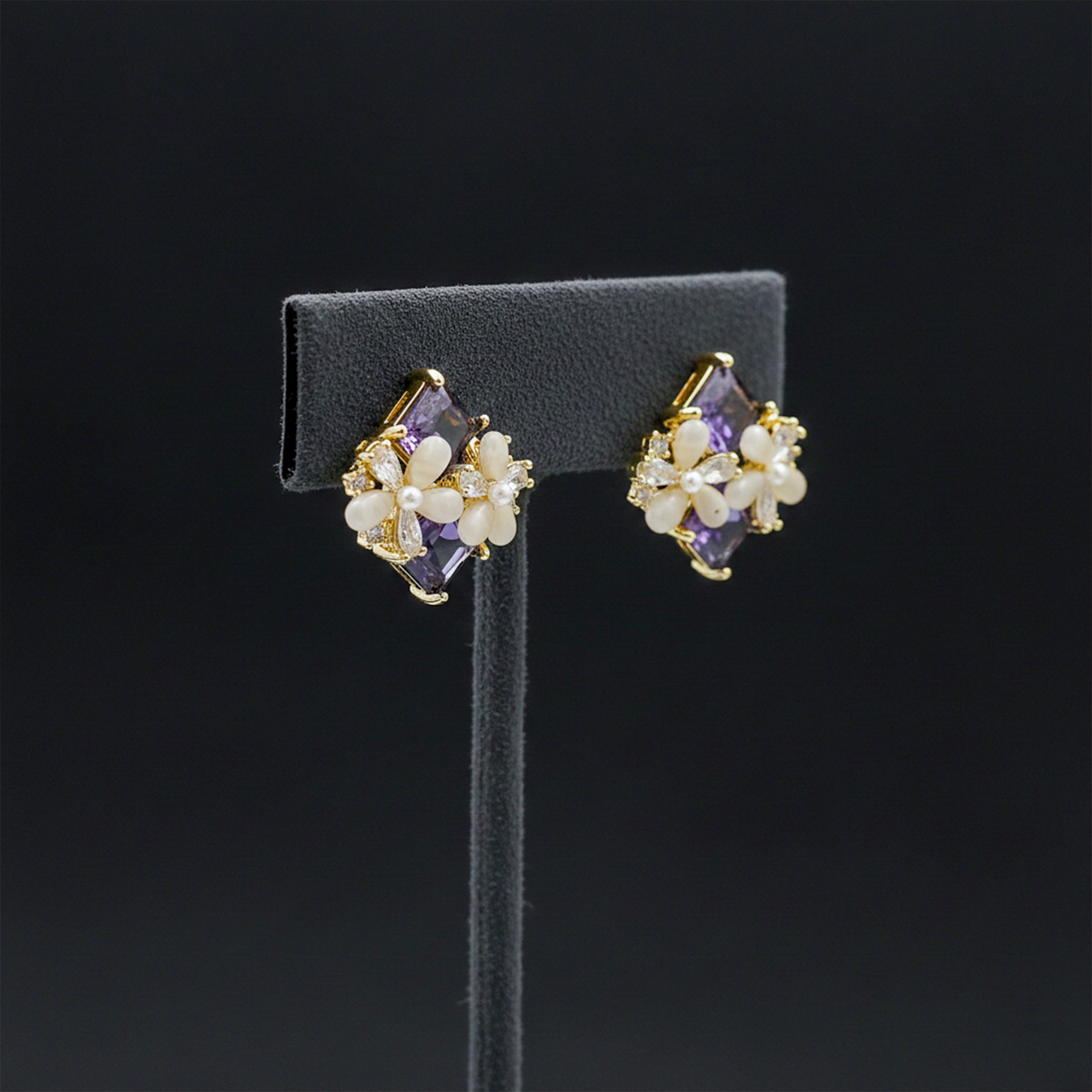Graceful Bloom Gemstone Post Ear Studs GWE -126