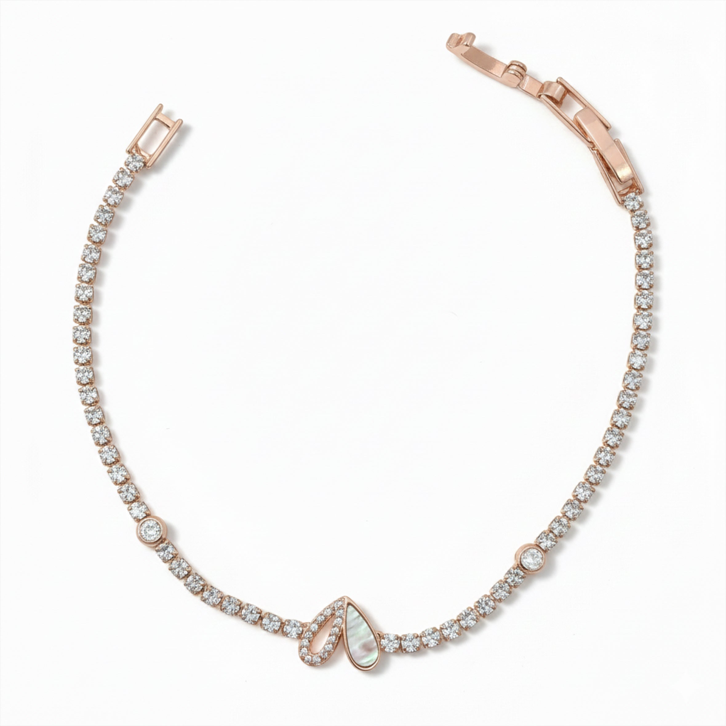 Pearl Drop Tennis Bracelet for women in Rose Gold - Finora Jewels