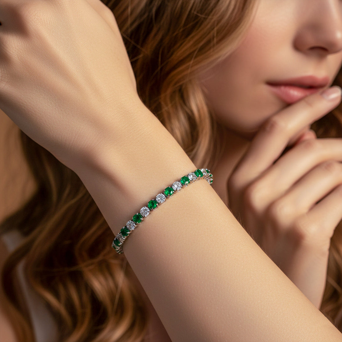Verde & Zirconia Stone Alternating Line Kangan GWB -61