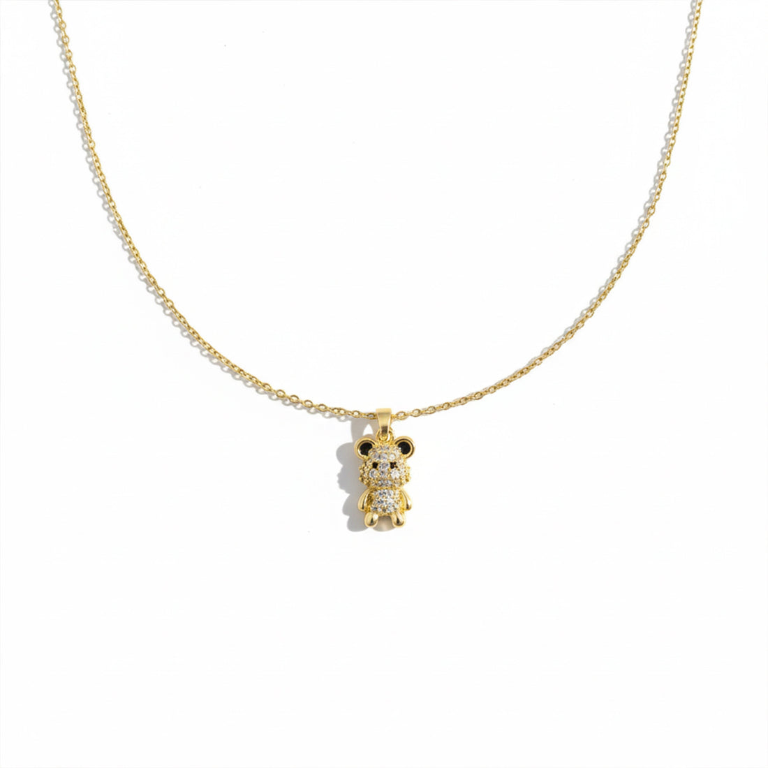 Gold Teddy Bear with Crystal Detailing Necklace for women - Finora Jewels