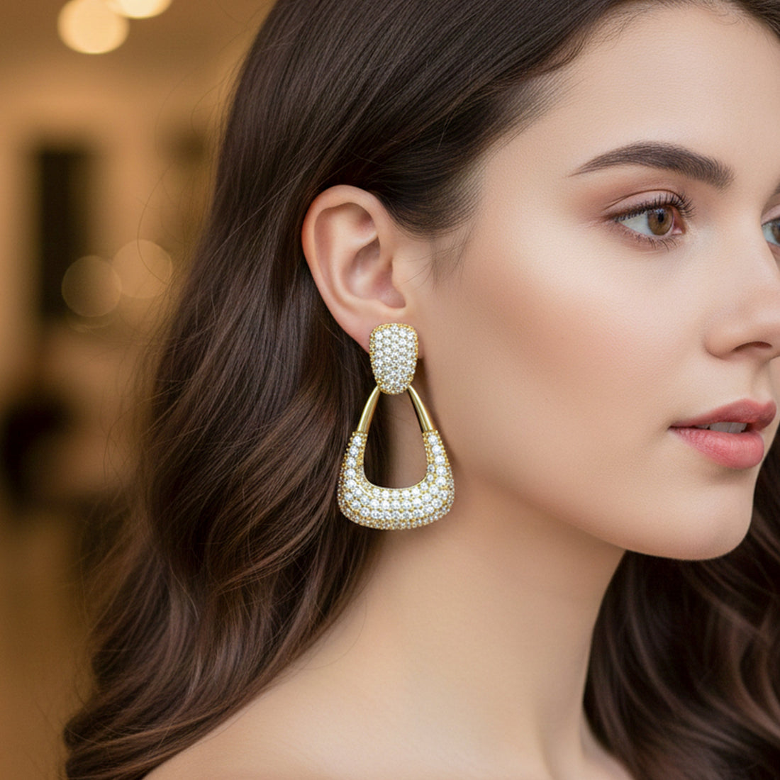 Crystal Stud Earrings for women in Gold - Finora Jewels