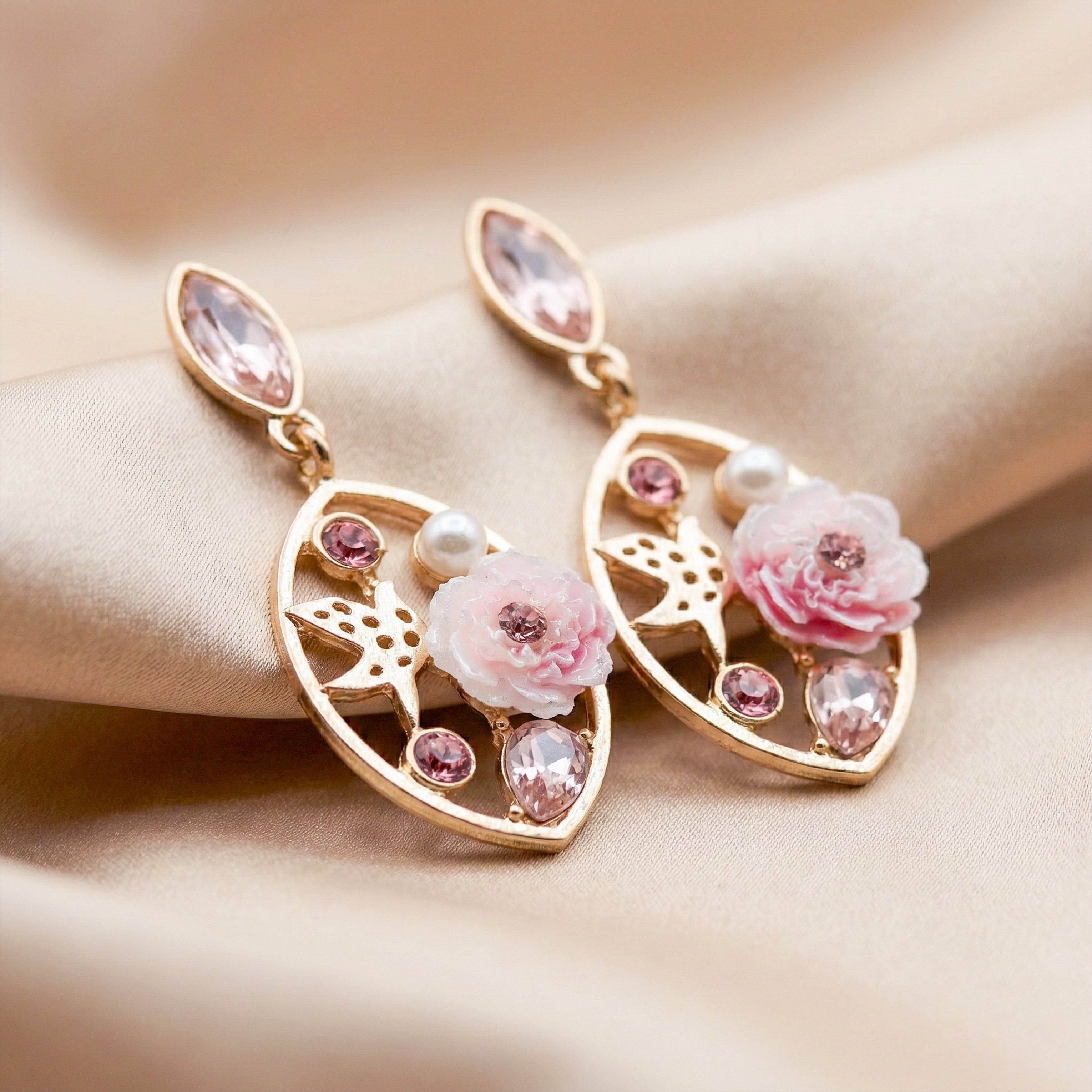 Women Stud Earrings Blush Bloom Gold jewellery - Finora Jewels