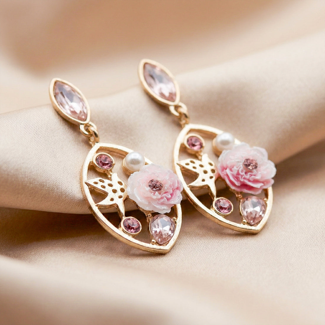 Women Stud Earrings Blush Bloom Gold jewellery - Finora Jewels
