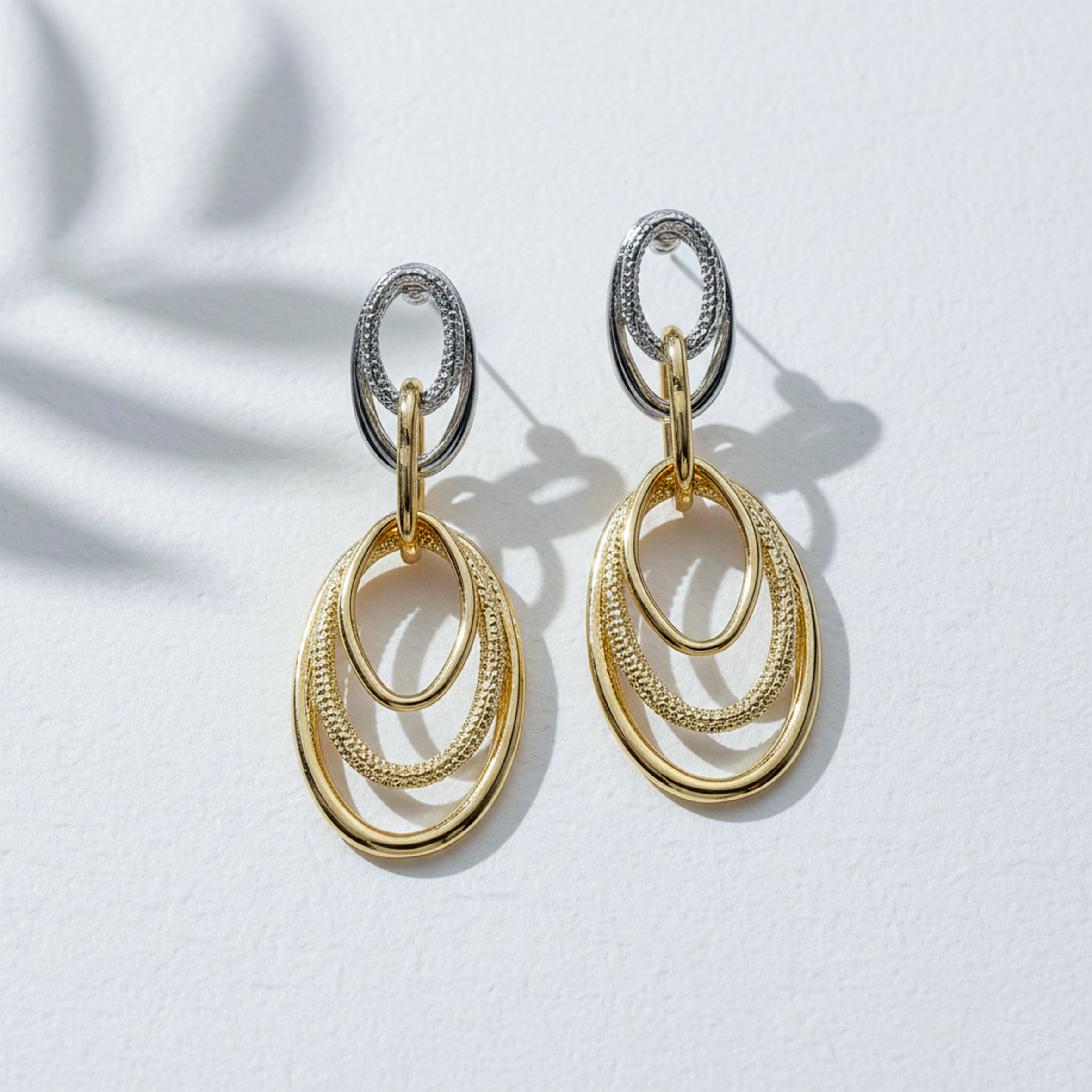 Women Stud Earrings Orbit Two-Tone Drop Gold jewellery - Finora Jewels