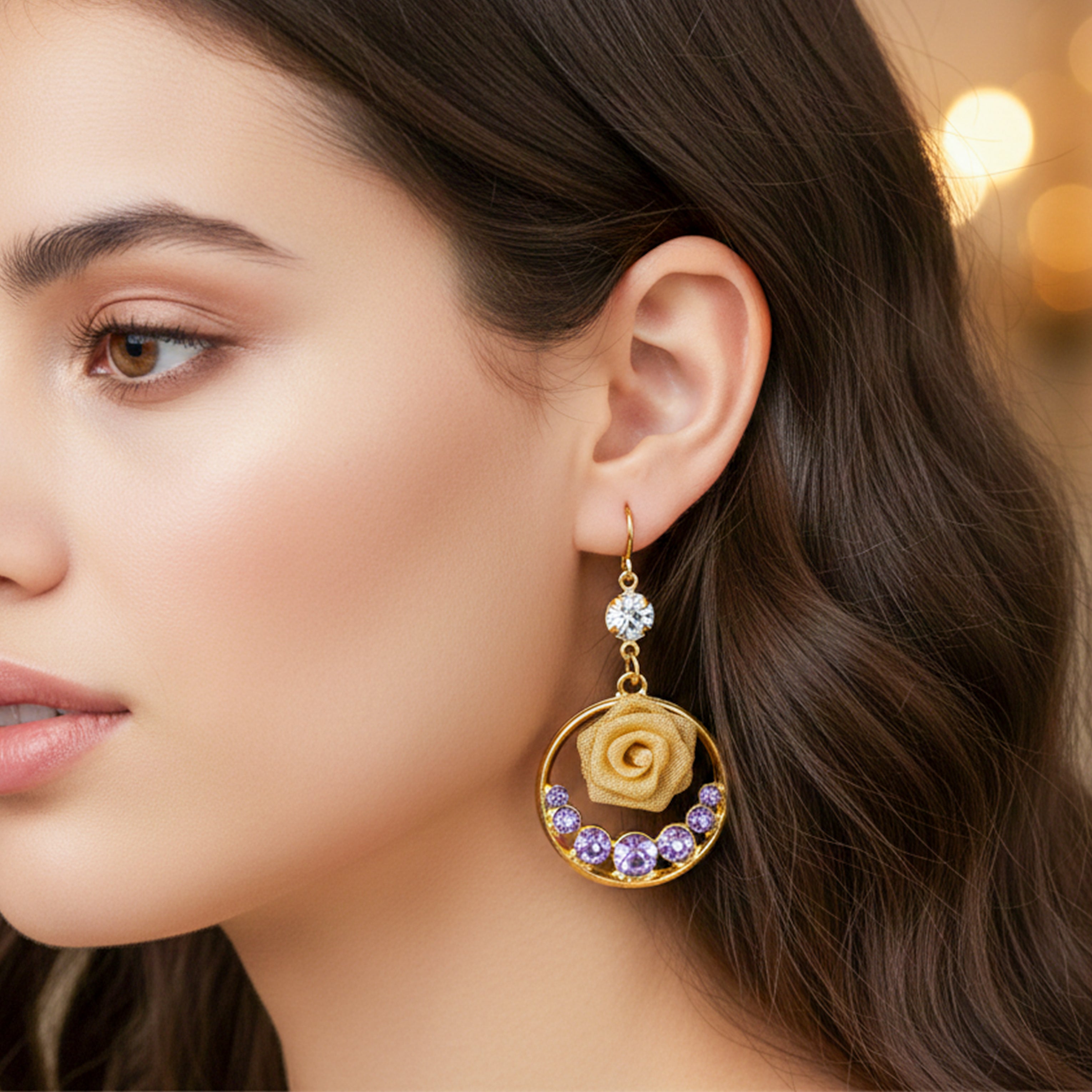 Women Stud Earrings Hoop Gold jewellery - Finora Jewels
