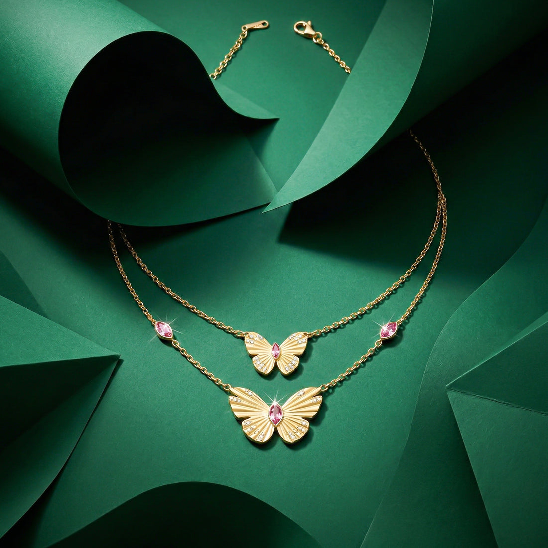 Duo-Tiered Gold-Toned Papillon Women Neckless GWN -113