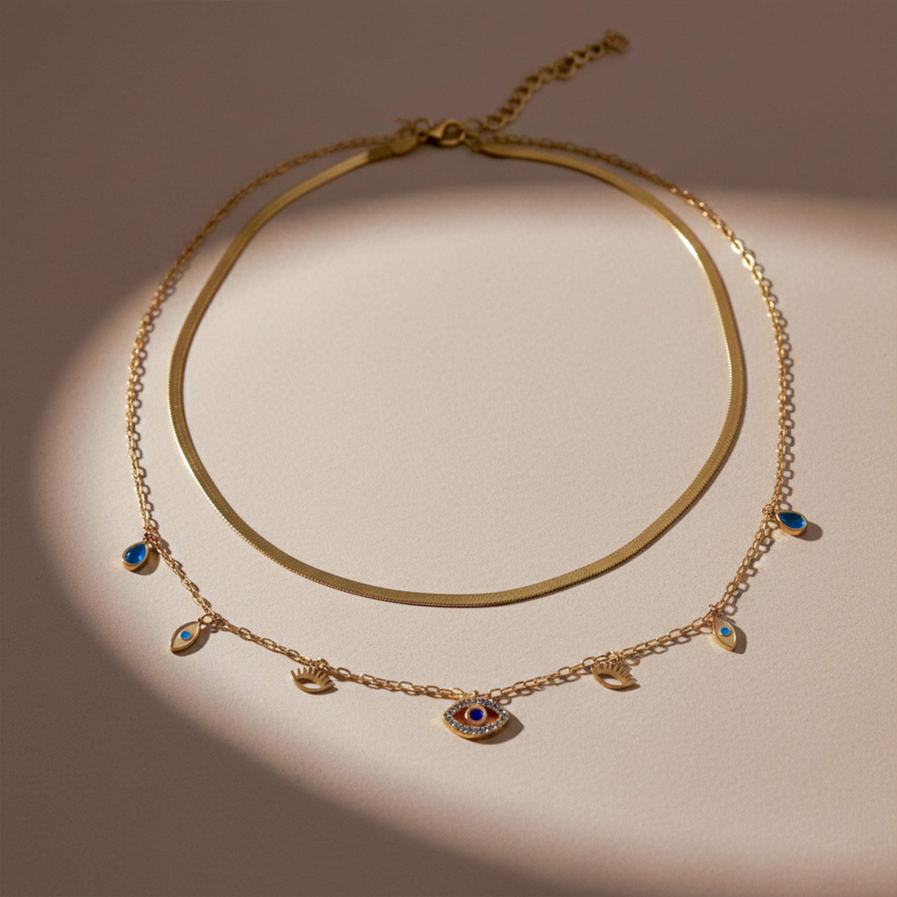 Women Necklace Evil Eye Layered Choker Gold jewellery - Finora Jewels
