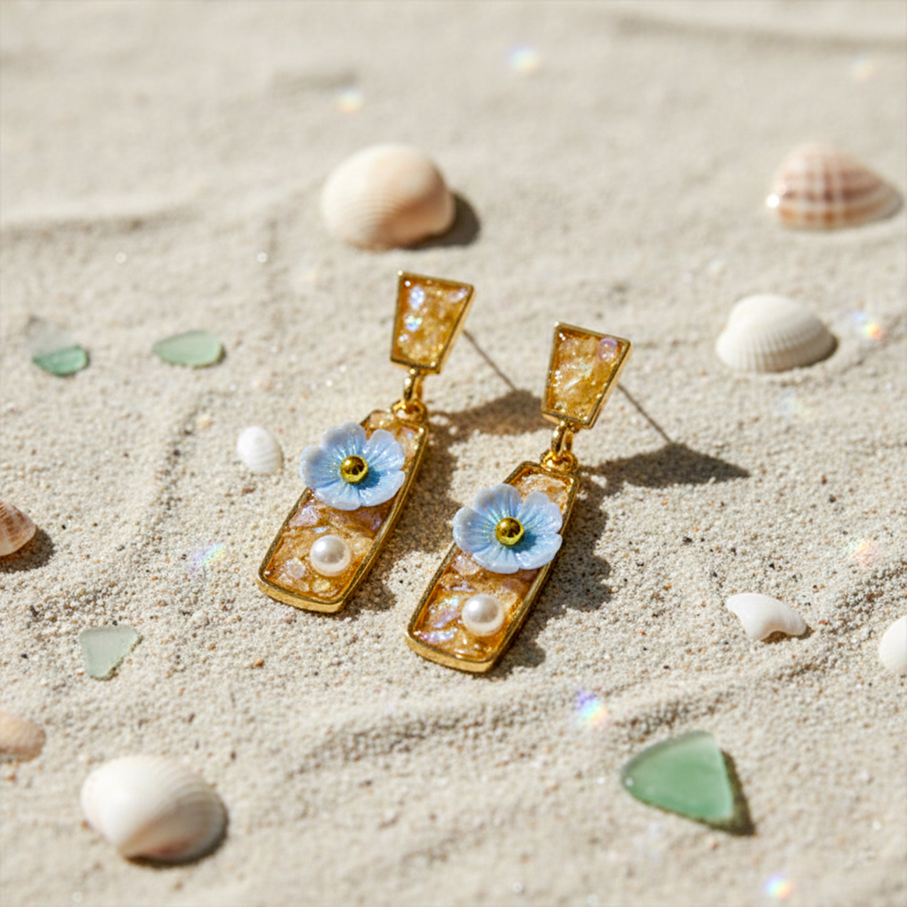 Gold Bloom Drop Earrings for women - Finora Jewels
