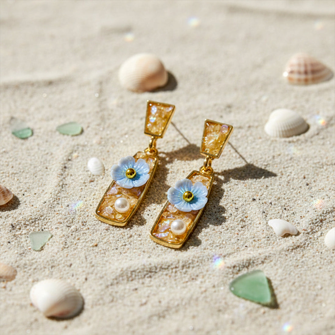 Gold Bloom Drop Earrings for women - Finora Jewels