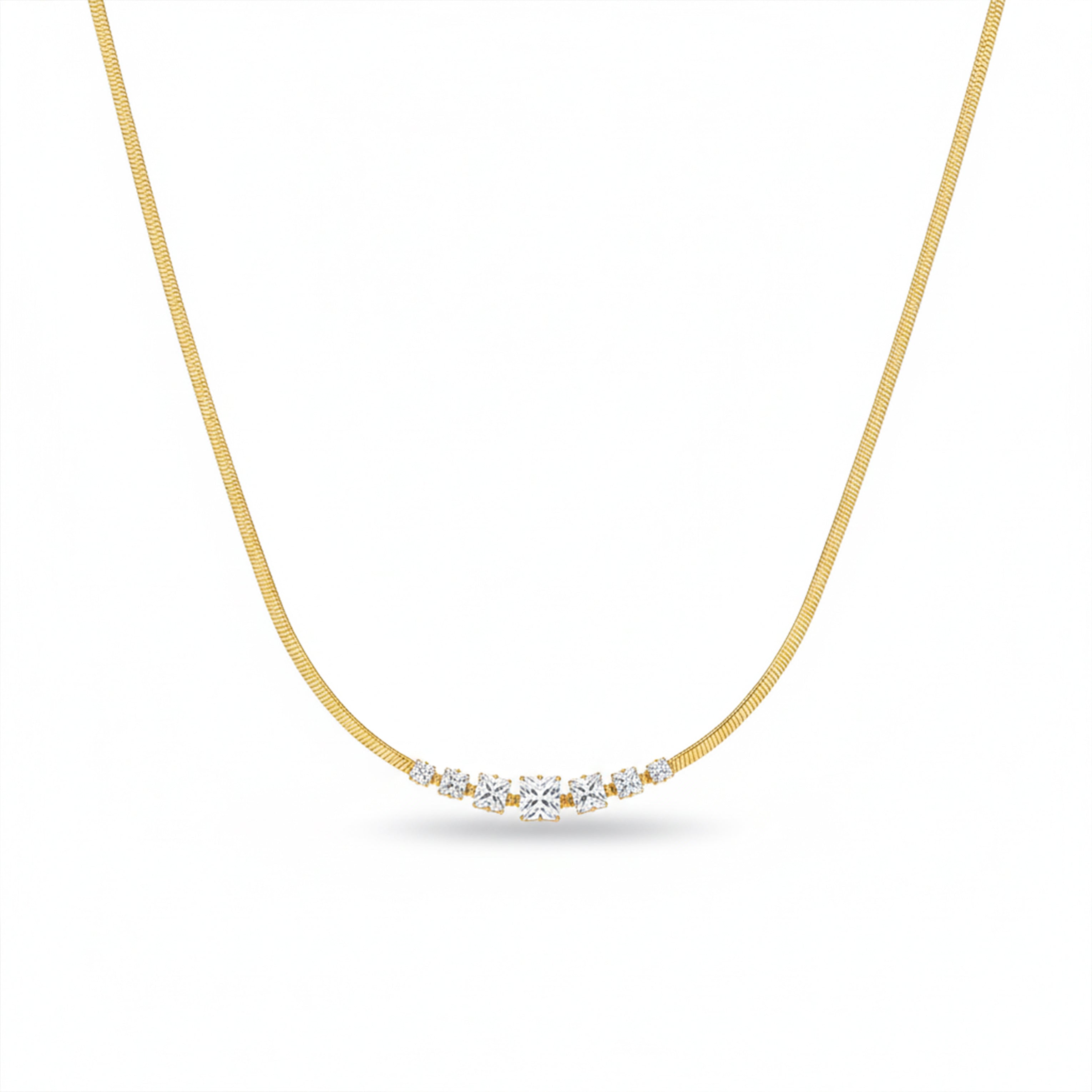 Cubic Zirconia Stick Chevron women Neckless GWN -128