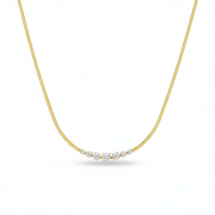Cubic Zirconia Stick Chevron women Neckless GWN -128