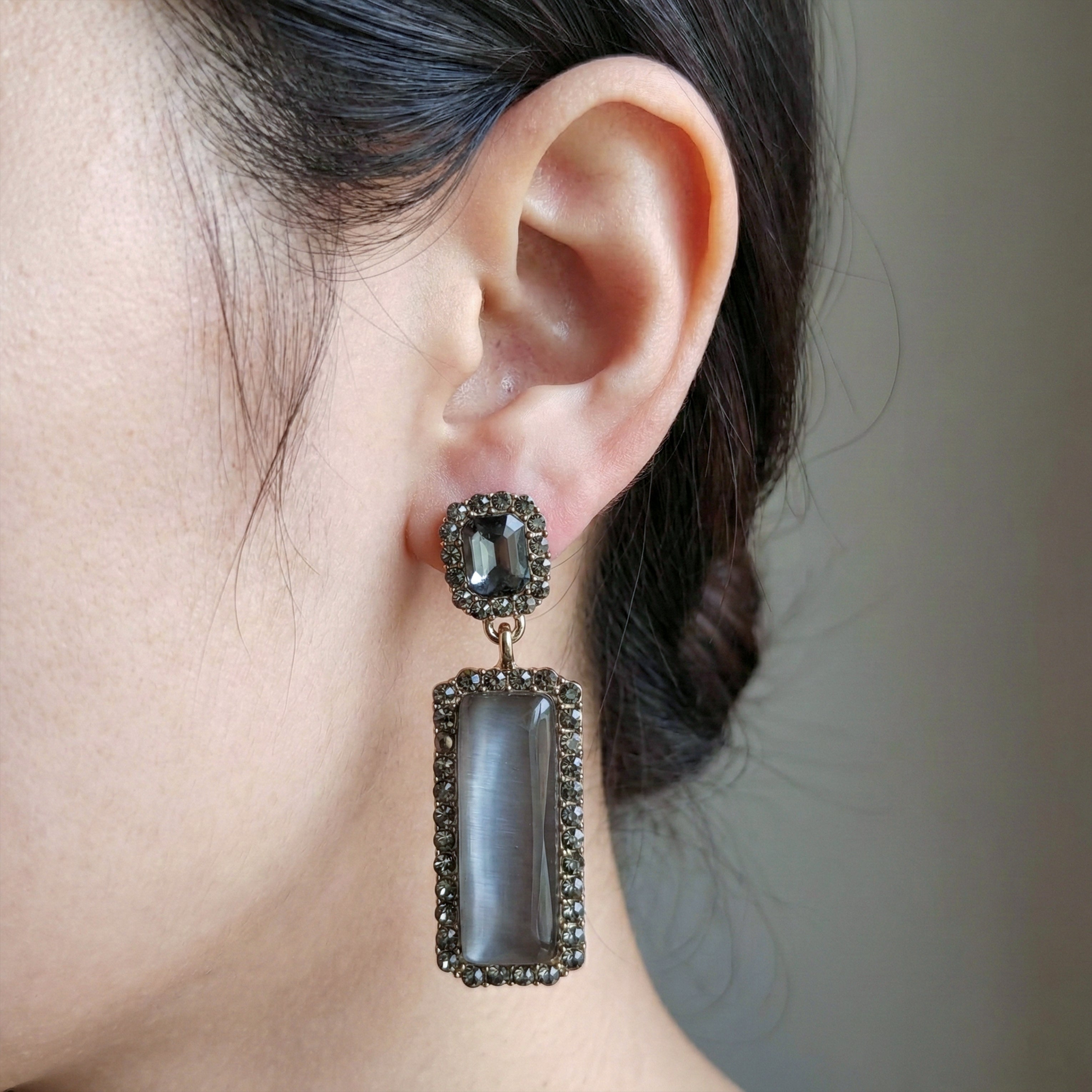 Women Stud Earrings Rectangular Drop Gold jewellery - Finora Jewels