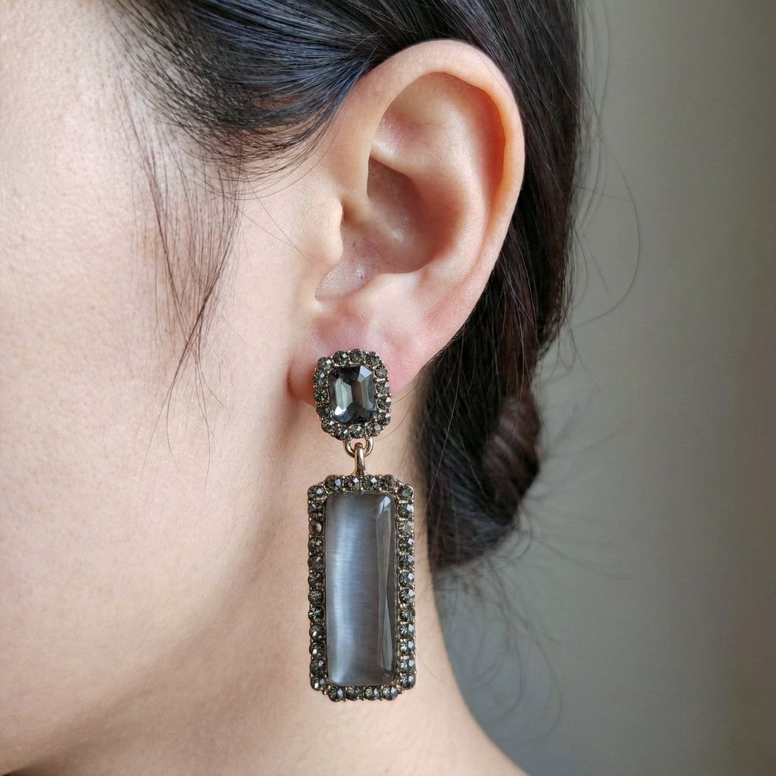 Women Stud Earrings Rectangular Drop Gold jewellery - Finora Jewels