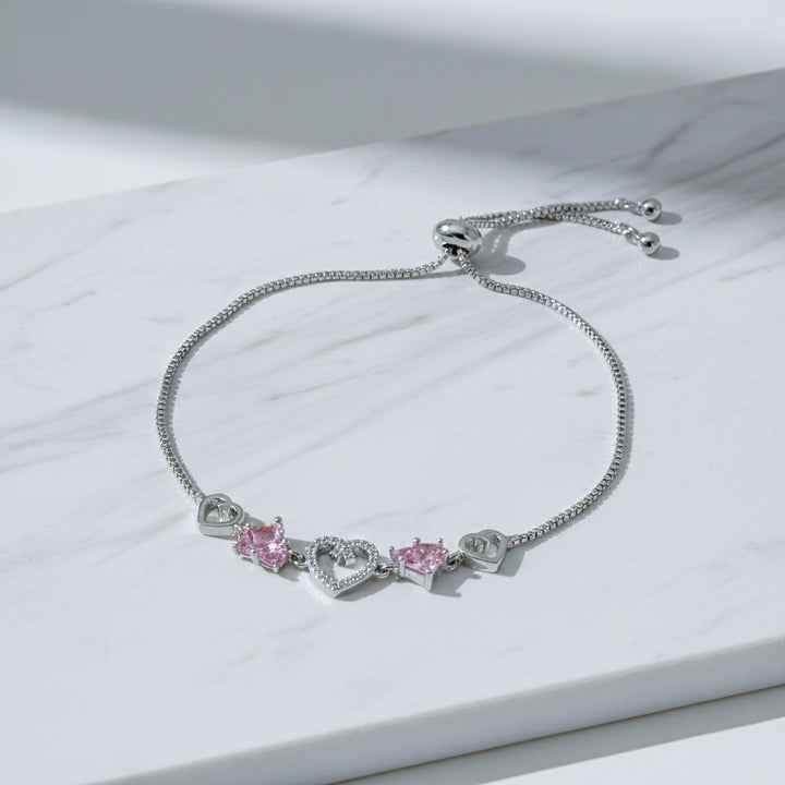 Pink Heart Charm Bracelet