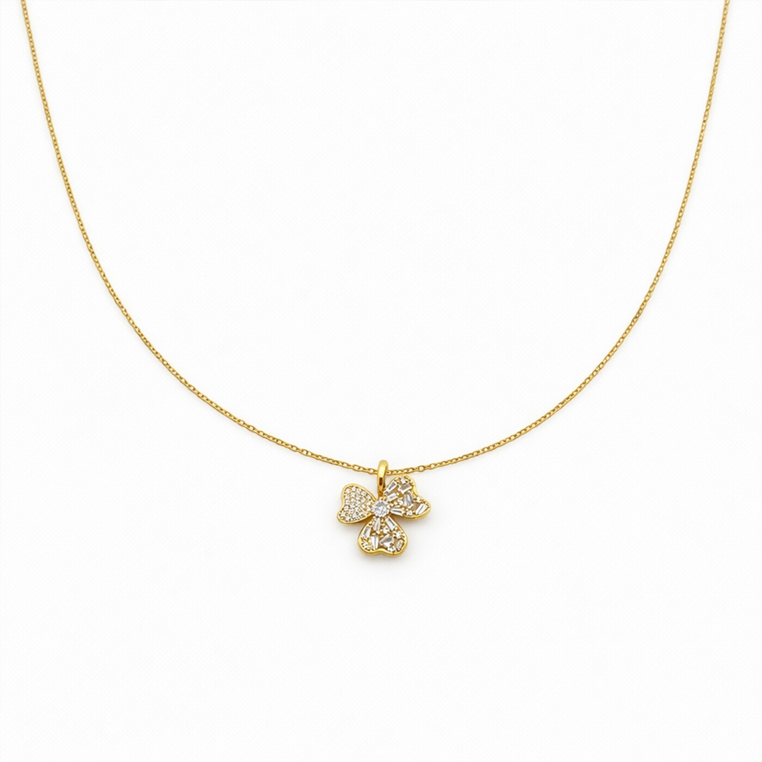 Cubic Zirconia Quatrefoil Locket Link Set GWN -125