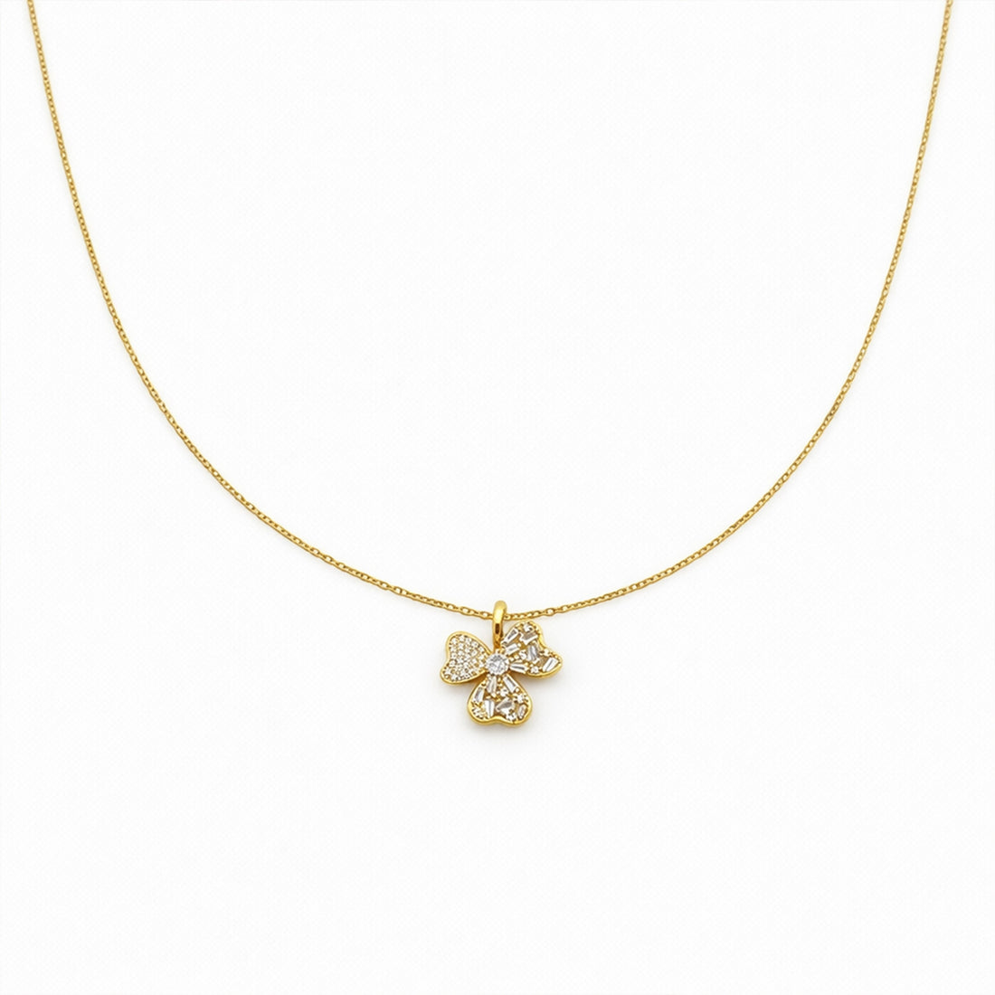 Cubic Zirconia Quatrefoil Locket Link Set GWN -125